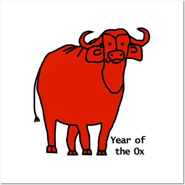 Year of the Ox Red Wall Art by ellenhenryart